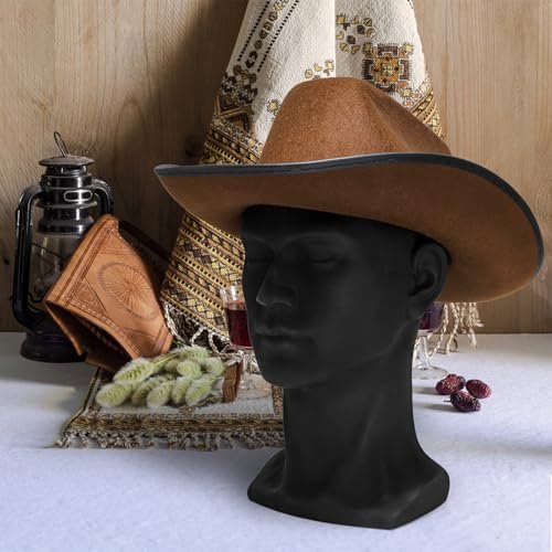 ZOOFOX Black PVC Male Mannequin Head for Hats, Wigs, Scarves, Sunglasses - Professional Display Styling Head with Mount Hole Avelisse