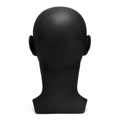 ZOOFOX Black PVC Male Mannequin Head for Hats, Wigs, Scarves, Sunglasses - Professional Display Styling Head with Mount Hole Avelisse