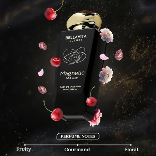 Bellavita Luxury Magnetic for Her Eau de Parfum - 100 ml (3.4 fl.oz.) - Floral-Gourmand Women's Fragrance with Cassis, Rose, and Caramel Notes - Long Lasting Perfume Avelisse