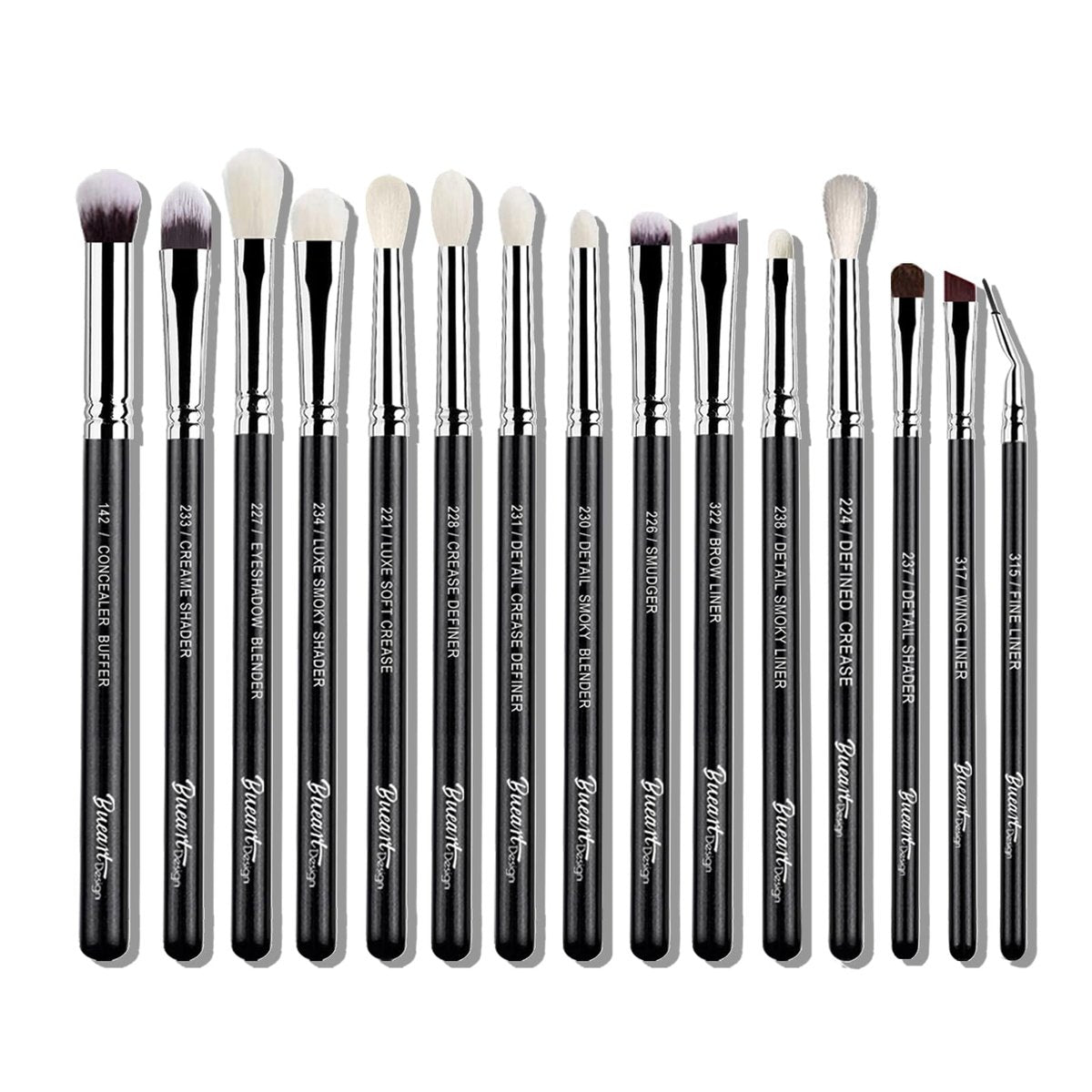 Bueart Design 15-Piece Pro Natural Hair Eyeshadow Makeup Brush Set - Luxury Goat & Pony Hair Bristles for Powder, Cream, Liquid Blending - görsel 1