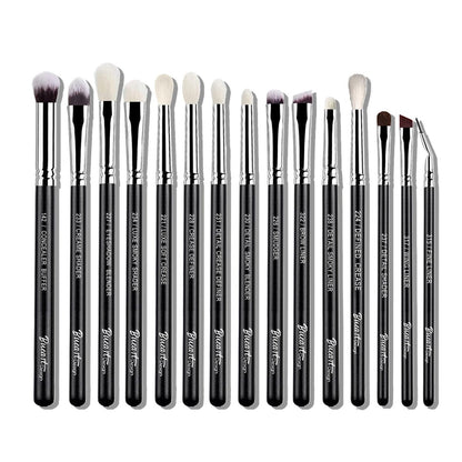 Bueart Design 15-Piece Pro Natural Hair Eyeshadow Makeup Brush Set - Luxury Goat & Pony Hair Bristles for Powder, Cream, Liquid Blending
