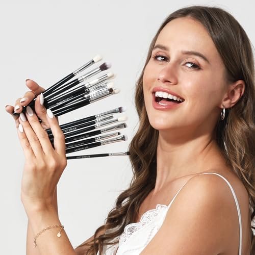Bueart Design 15-Piece Pro Natural Hair Eyeshadow Makeup Brush Set - Luxury Goat & Pony Hair Bristles for Powder, Cream, Liquid Blending - görsel 6