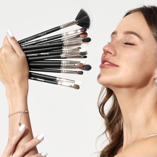 Bueart Design Professional 16-Piece Eye Makeup Brush Set - Natural Horse & Goat Hair, High Elastic Synthetic Eyeshadow Brushes for Eyeliner, Blending, Eyebrow, Concealer - görsel 4