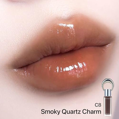 ENTROPY Makeup Glossy Lip Tint – Juicy Glow Line, Non-Sticky Hydrating Lip Gloss, High Shine Finish, Buildable Sheer Color, Lip & Cheek Makeup - Smoky Quartz Charm (Deep Smoky Brown)