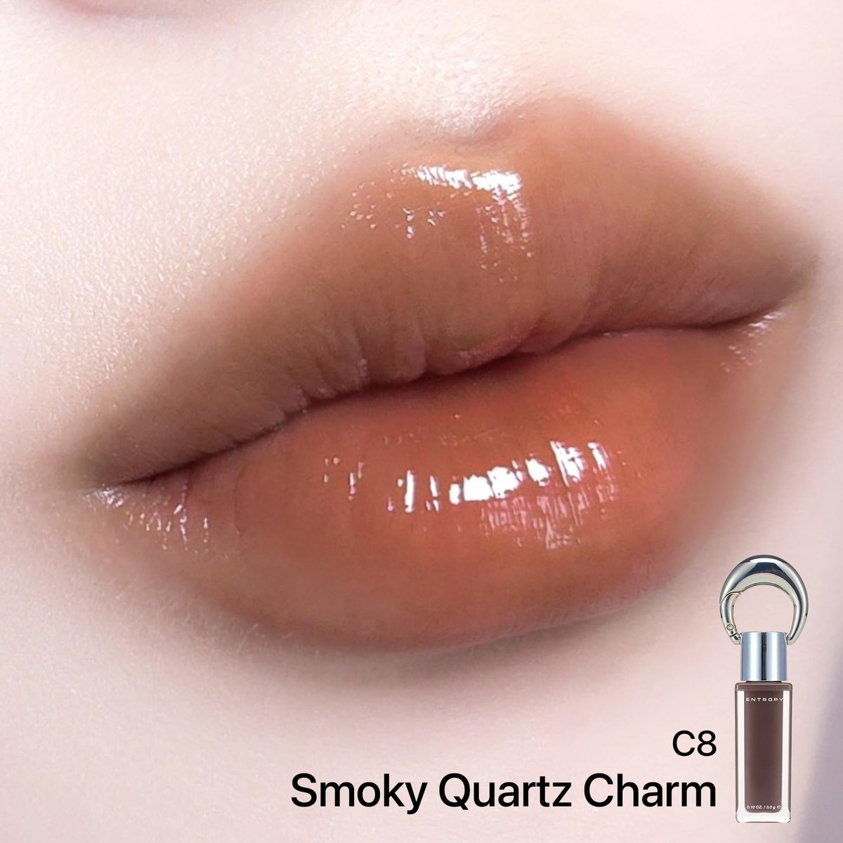 ENTROPY Makeup Glossy Lip Tint – Juicy Glow Line, Non-Sticky Hydrating Lip Gloss, High Shine Finish, Buildable Sheer Color, Lip & Cheek Makeup - Smoky Quartz Charm (Deep Smoky Brown) - görsel 3
