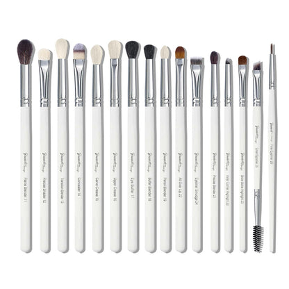 Bueart Design 16-Piece Professional Makeup Brush Set: Natural Goat & Pony Hair Eye Brushes for Eyeshadow, Blending, Brows & Liner