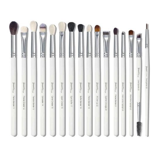 Bueart Design 16-Piece Professional Makeup Brush Set: Natural Goat & Pony Hair Eye Brushes for Eyeshadow, Blending, Brows & Liner
