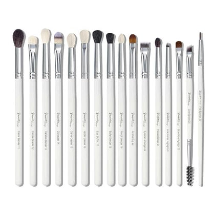 Bueart Design 16-Piece Professional Makeup Brush Set: Natural Goat & Pony Hair Eye Brushes for Eyeshadow, Blending, Brows & Liner