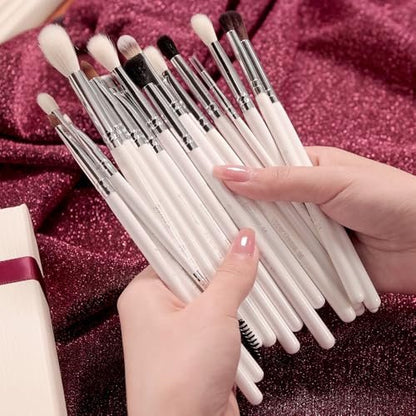 Bueart Design 16-Piece Professional Makeup Brush Set: Natural Goat & Pony Hair Eye Brushes for Eyeshadow, Blending, Brows & Liner