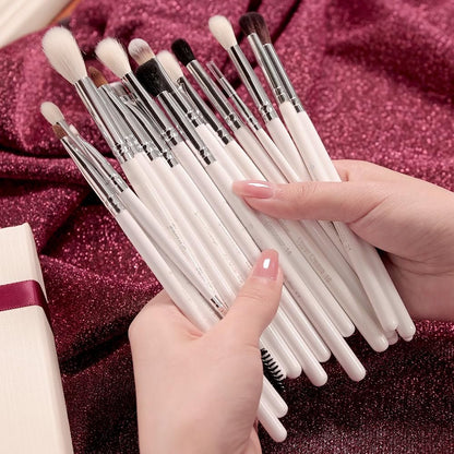 Bueart Design 16-Piece Professional Makeup Brush Set: Natural Goat & Pony Hair Eye Brushes for Eyeshadow, Blending, Brows & Liner