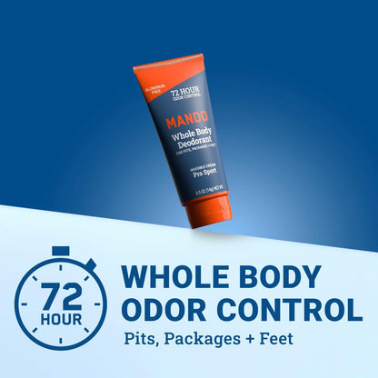 Mando Whole Body Deodorant Mini Trio – 72HR Odor Control, Aluminum & Baking Soda Free, Pro Sport Scent, Travel Size for Men Avelisse