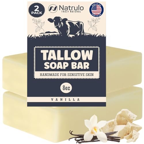 All Natural Grass Fed Beef Tallow Soap Bar – Vanilla – Moisturizing Face & Body Wash for Eczema, Dry, Itchy, Sensitive Skin – Handcrafted in USA – 4 oz (Pack of 2) - görsel 2