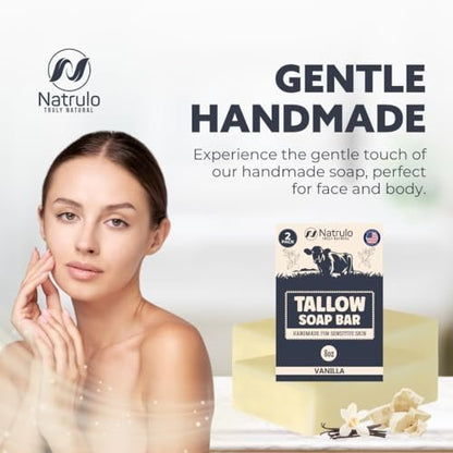 All Natural Grass Fed Beef Tallow Soap Bar – Lavender, Moisturizing Face & Body Wash for Eczema, Dry, Itchy, Sensitive Skin – Handcrafted Bath Soap for Adults & Kids, Made in USA (4 oz, Pack of 2)