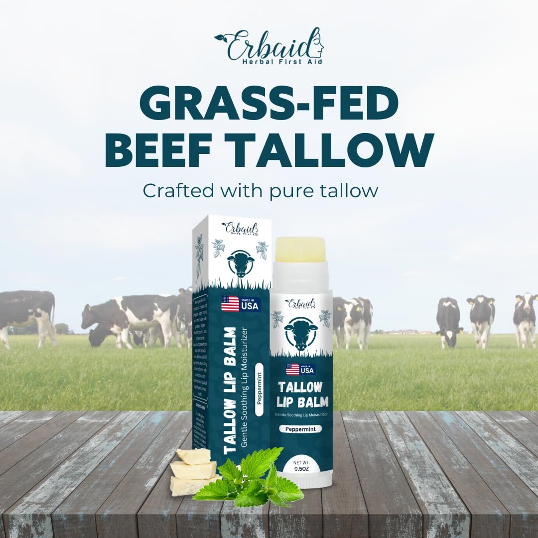 Beef Tallow Lip Balm – Natural Tallow Beeswax Chapstick – Hydrating Moisturizer Grass Fed Bison Tallow Balm Lip Care – Soothes Chapped, Dry Lips, Sensitive Skin – Long Lasting & Vitamin Rich USA-Made - görsel 7