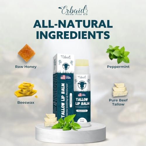 Beef Tallow Lip Balm – Natural Tallow Beeswax Chapstick – Hydrating Moisturizer Grass Fed Bison Tallow Balm Lip Care – Soothes Chapped, Dry Lips, Sensitive Skin – Long Lasting & Vitamin Rich USA-Made - görsel 10