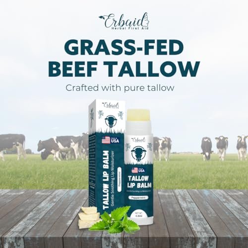Beef Tallow Lip Balm – Natural Tallow Beeswax Chapstick – Hydrating Moisturizer Grass Fed Bison Tallow Balm Lip Care – Soothes Chapped, Dry Lips, Sensitive Skin – Long Lasting & Vitamin Rich USA-Made - görsel 8