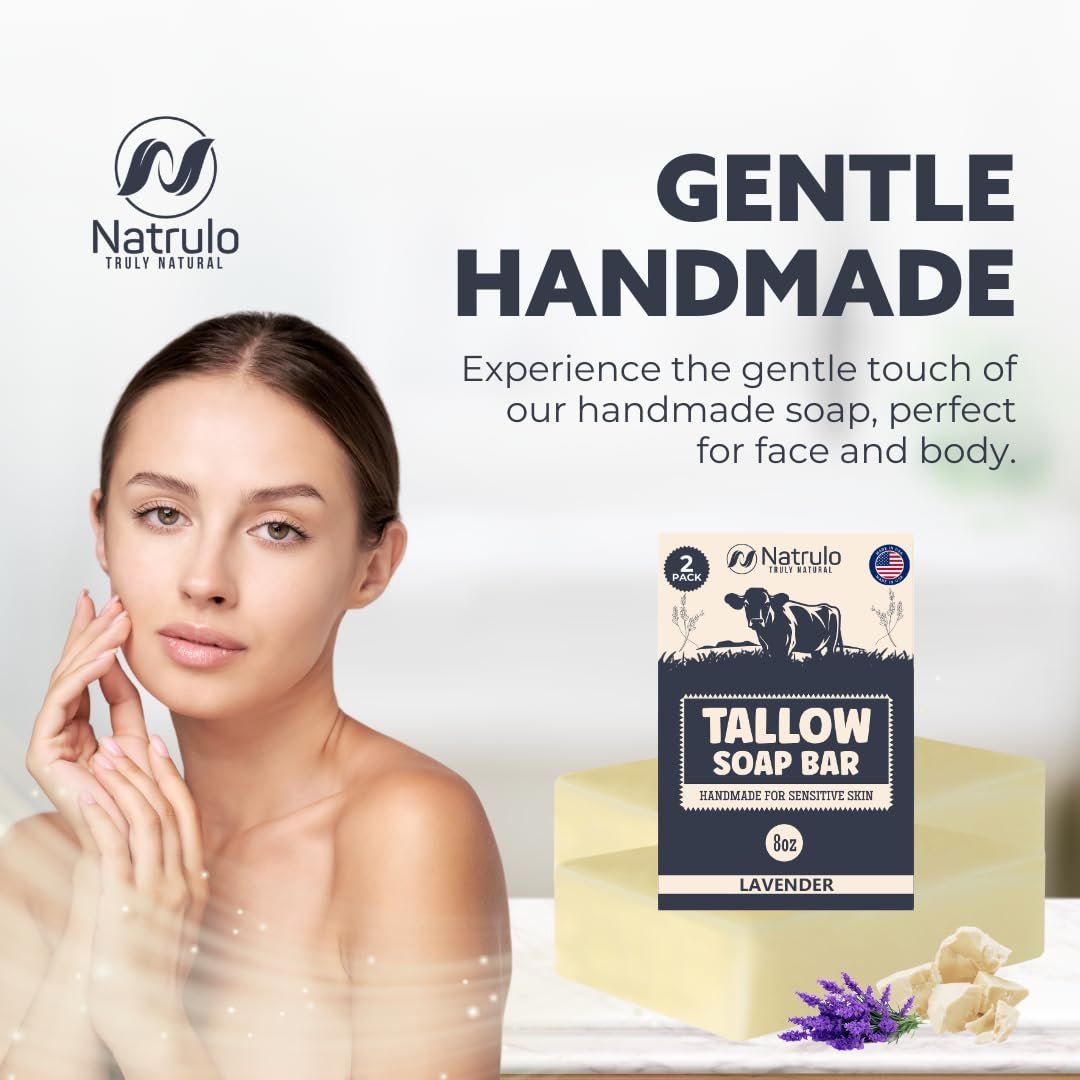 All Natural Grass Fed Beef Tallow Soap Bar – Lavender, Moisturizing Face & Body Wash for Eczema, Dry, Itchy, Sensitive Skin – Handcrafted Bath Soap for Adults & Kids, Made in USA (4 oz, Pack of 2) - görsel 13