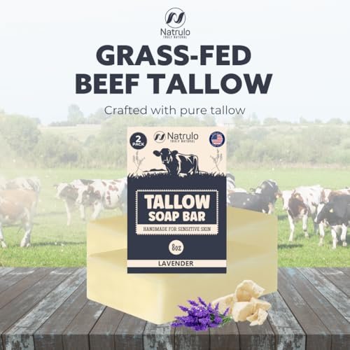 All Natural Grass Fed Beef Tallow Soap Bar – Lavender, Moisturizing Face & Body Wash for Eczema, Dry, Itchy, Sensitive Skin – Handcrafted Bath Soap for Adults & Kids, Made in USA (4 oz, Pack of 2) - görsel 4