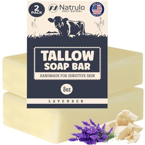 All Natural Grass Fed Beef Tallow Soap Bar – Lavender, Moisturizing Face & Body Wash for Eczema, Dry, Itchy, Sensitive Skin – Handcrafted Bath Soap for Adults & Kids, Made in USA (4 oz, Pack of 2) - görsel 2