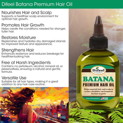 Difeel Batana Premium Hair Oil 2.5 oz – Batana Oil for Hair Growth, Restores Moisture & Strengthens Hair Avelisse