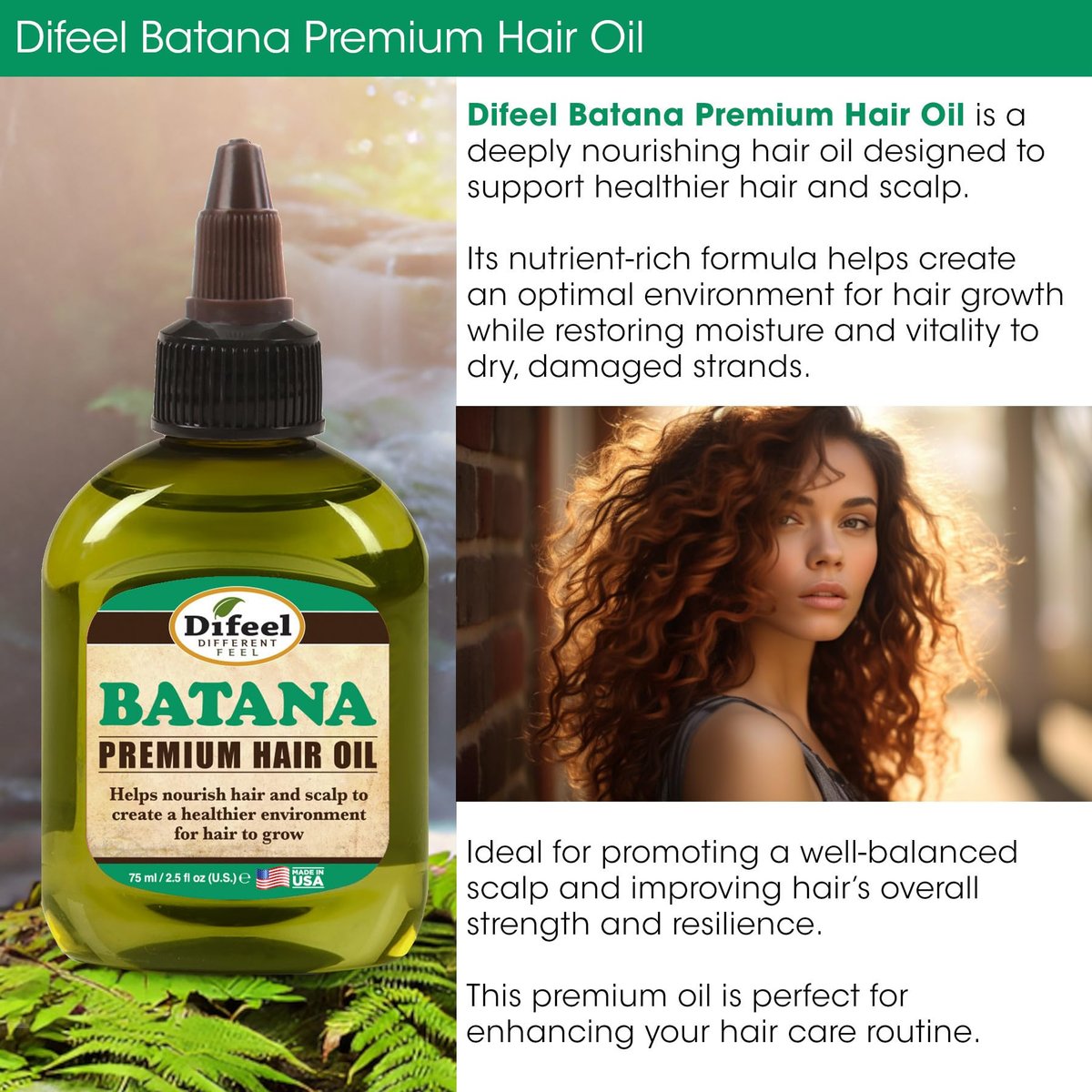 Difeel Batana Premium Hair Oil 2.5 oz – Batana Oil for Hair Growth, Restores Moisture & Strengthens Hair Avelisse