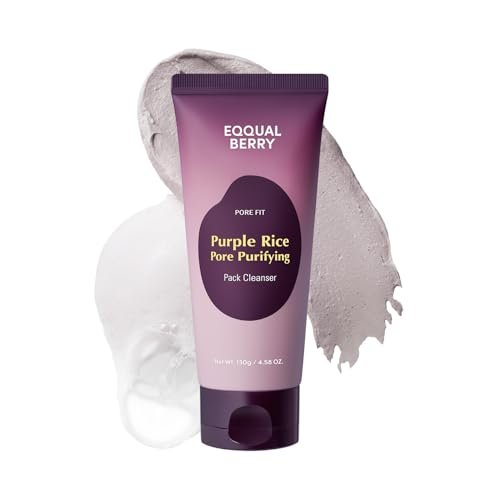 EQQUALBERRY Purple Rice Pore Purifying Pack Cleanser - Dual-Use Clay Mask & Foam Cleanser | Deep Cleansing for Pore Care & Skin Prep | AHA+BHA+PHA | Korean Skincare for Glass Skin, 4.58 OZ. (130g) - görsel 2