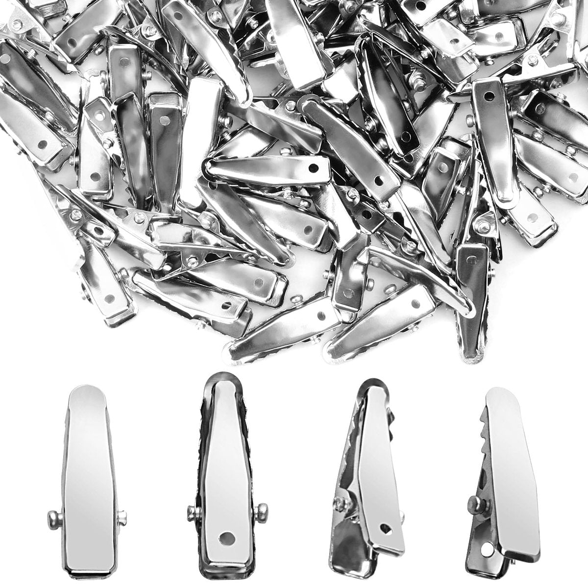 80-Pack Silver Metal Alligator Hair Clips for Crafts and Hair Accessories – DIY Supplies - görsel 1