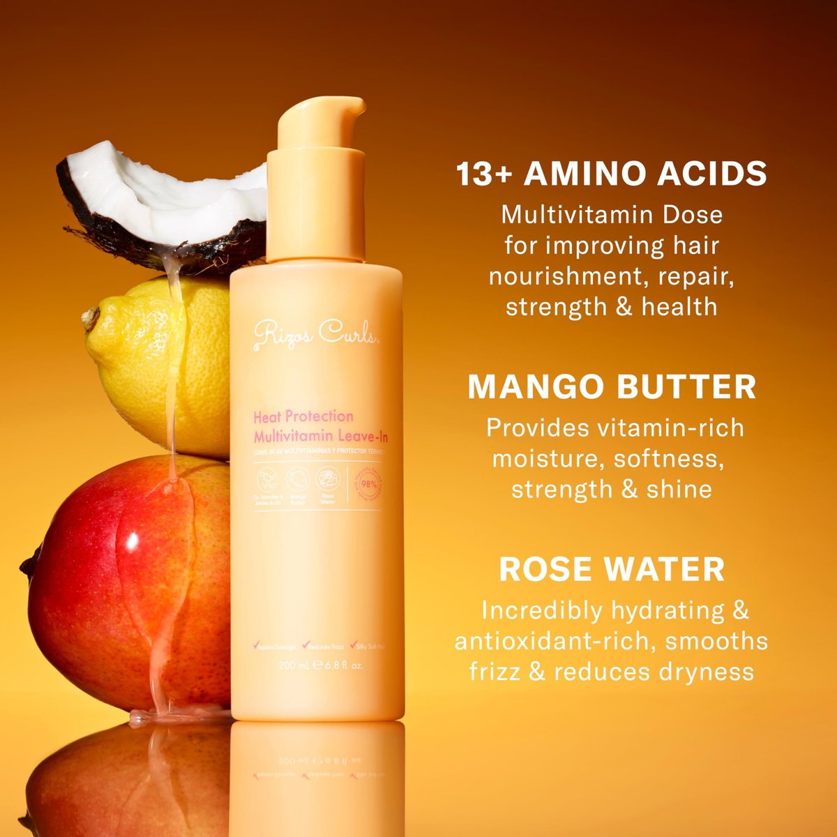 Rizos Curls Multivitamin Leave-In Heat Protection Spray – Strengthen, Repair & Shine for All Hair Types 1A-4C, Up to 450°F, Sulfate & Paraben Free (9 oz) - görsel 15