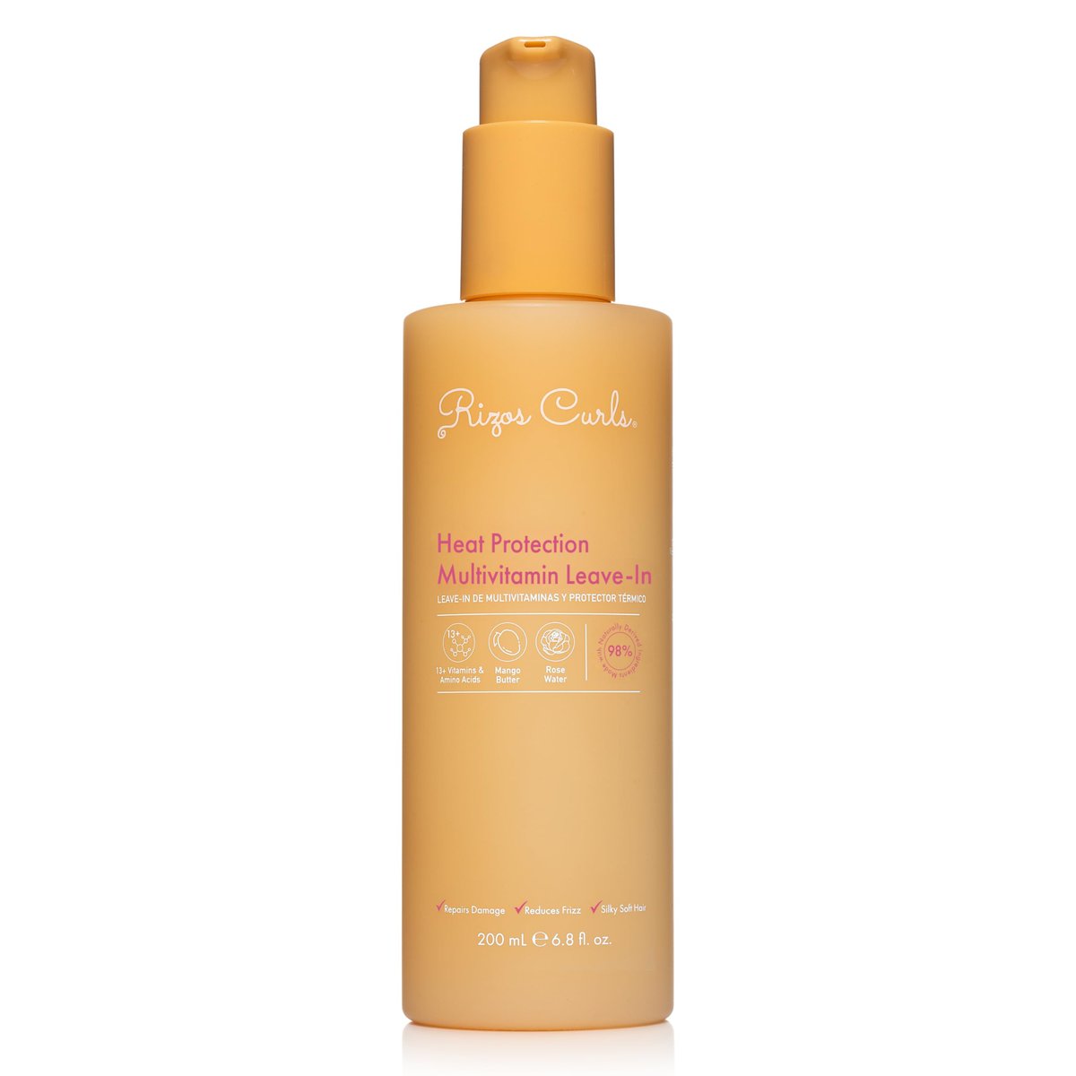 Rizos Curls Multivitamin Leave-In Heat Protection Spray – Strengthen, Repair & Shine for All Hair Types 1A-4C, Up to 450°F, Sulfate & Paraben Free (9 oz) - görsel 1