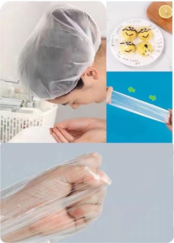 200 PCS Disposable Shower Caps – Clear Plastic Hair Caps with Elastic, Waterproof, Thickening, Large Size for Women, Men, Kids, Hotel, Salon, Travel, Spa, Home Use - görsel 7