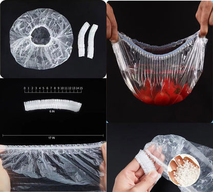 100 PCS Disposable Shower Caps - Clear Plastic Hair Caps with Elastic Band, Waterproof Extra Large 20.5" for Women, Hotel, Salon, Travel, Spa, Home Use