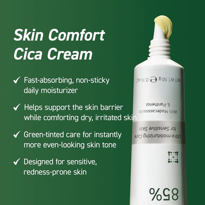 IVOSKIN Cica Redness Relief Treatment Cream – Soothing & Hydrating Green Correcting Moisturizer with Madecassoside, Helps Repair Skin Barrier for Sensitive Skin, Vegan Korean Skincare (1.76oz / 50g)