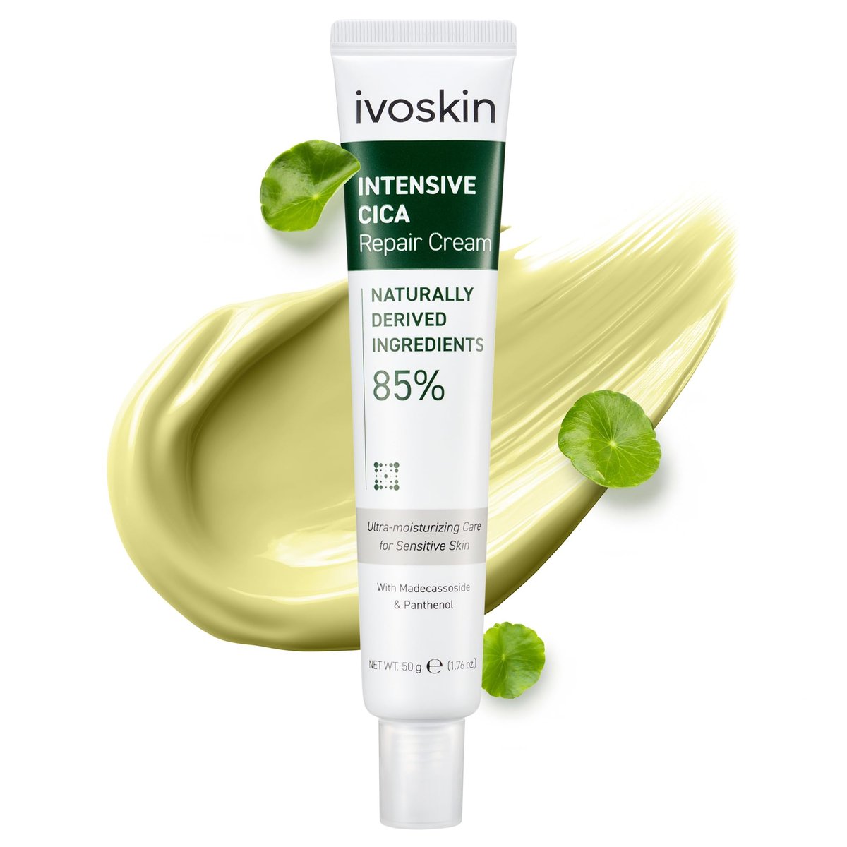 IVOSKIN Cica Redness Relief Treatment Cream – Soothing & Hydrating Green Correcting Moisturizer with Madecassoside, Helps Repair Skin Barrier for Sensitive Skin, Vegan Korean Skincare (1.76oz / 50g) - görsel 2