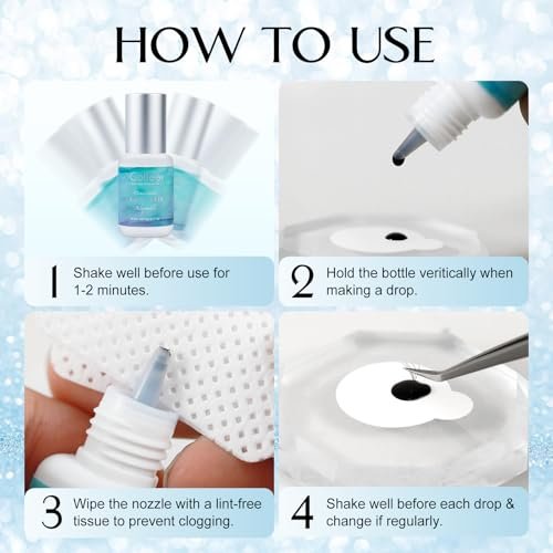 GOLLEEPRO Eyelash Extension Glue - Fast Drying 1-2 Seconds, Long Retention Up to 8 Weeks, 5ml Black Lash Adhesive for Professional Salon Use Avelisse