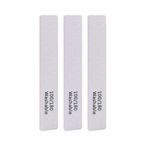 LNAUJS 3-Pack Professional Reusable Double-Sided 100/180 Grit Washable Nail File - Pink Emery - görsel 2