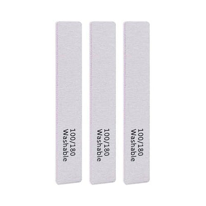 LNAUJS 3-Pack Professional Reusable Double-Sided 100/180 Grit Washable Nail File - Pink Emery