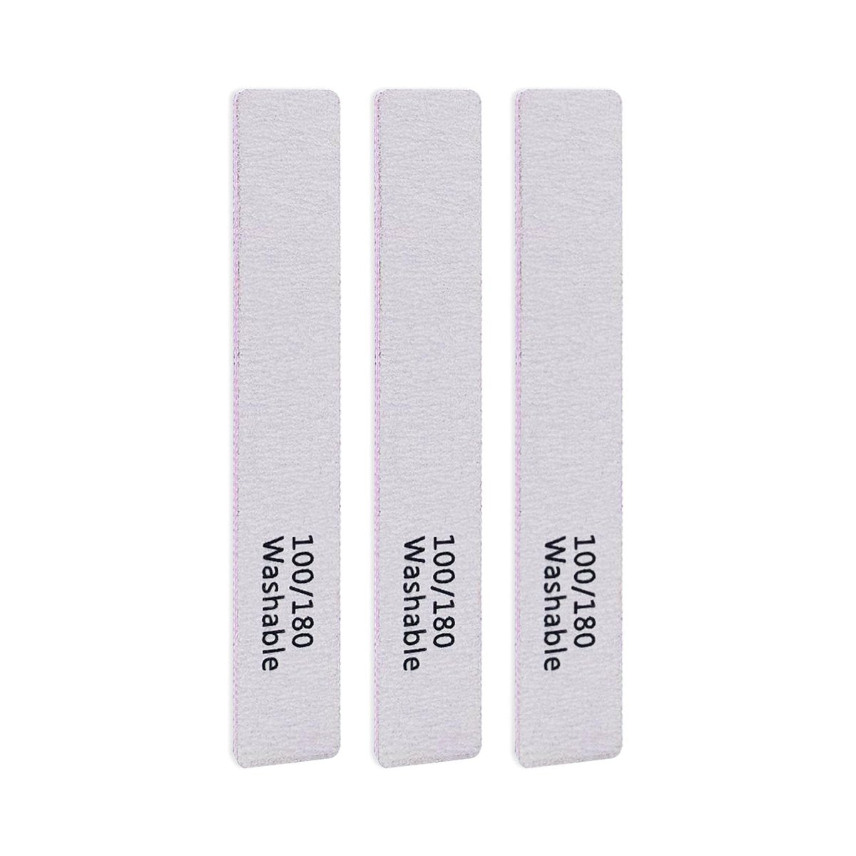 LNAUJS 3-Pack Professional Reusable Double-Sided 100/180 Grit Washable Nail File - Pink Emery - görsel 1