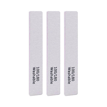 LNAUJS 3-Pack Professional Reusable Double-Sided 100/180 Grit Washable Nail File - Pink Emery