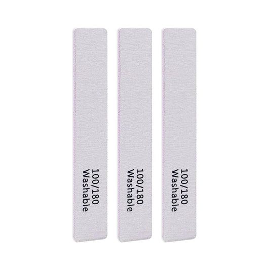 LNAUJS 3-Pack Professional Reusable Double-Sided 100/180 Grit Washable Nail File - Pink Emery