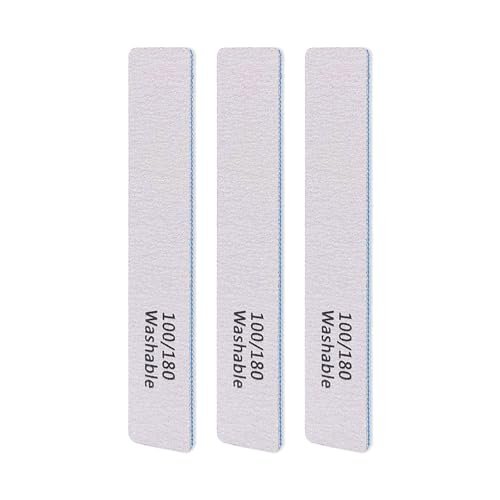 LNAUJS 3-Pack Professional Reusable Double-Sided 100/180 Grit Blue Emery Nail Files - görsel 2