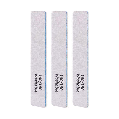 LNAUJS 3-Pack Professional Reusable Double-Sided 100/180 Grit Blue Emery Nail Files
