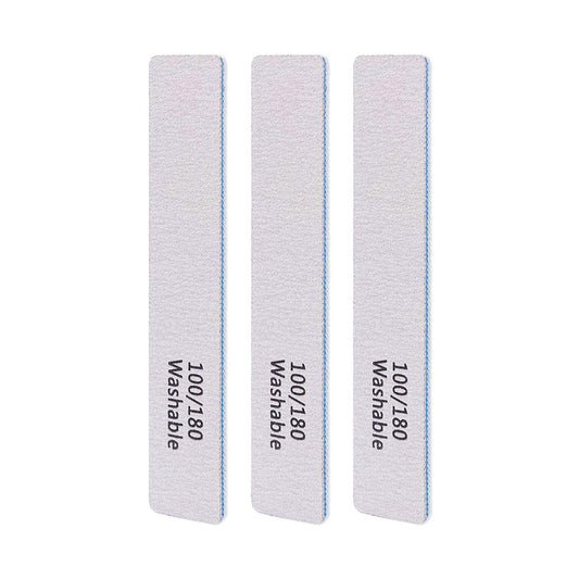 LNAUJS 3-Pack Professional Reusable Double-Sided 100/180 Grit Blue Emery Nail Files