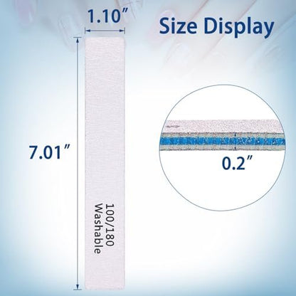 LNAUJS 3-Pack Professional Reusable Double-Sided 100/180 Grit Blue Emery Nail Files
