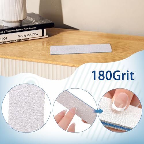 LNAUJS 3-Pack Professional Reusable Double-Sided 100/180 Grit Blue Emery Nail Files - görsel 8