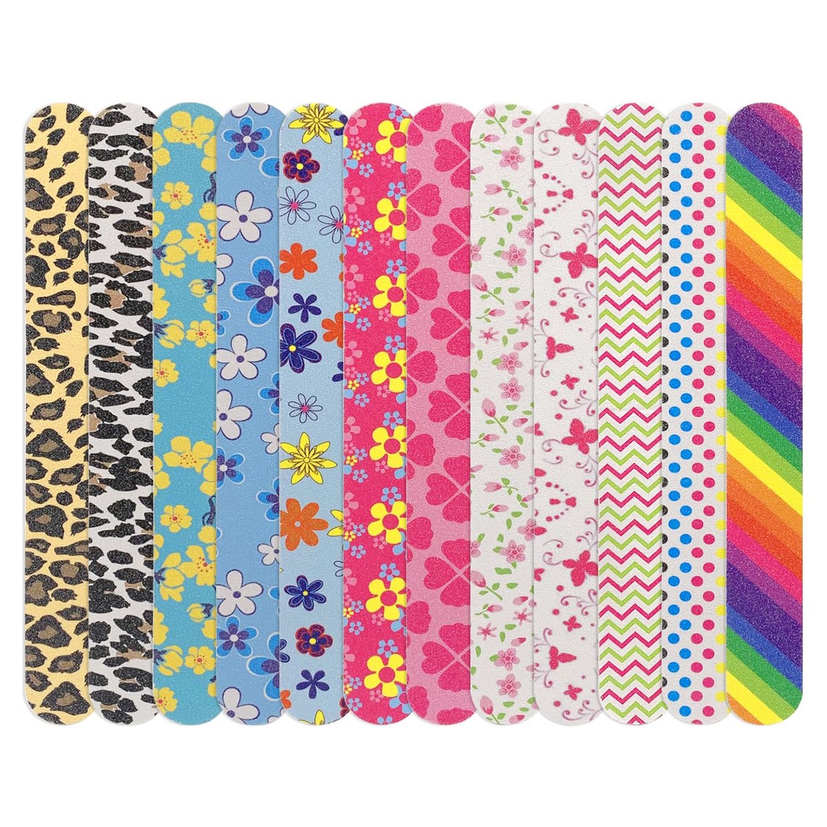 LNAUJS 12-Pack Professional Double-Sided 100/180 Grit Nail Files - Colorful Manicure & Pedicure Tools - görsel 1