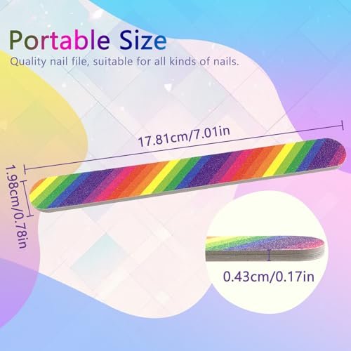 LNAUJS 12-Pack Professional Double-Sided 100/180 Grit Nail Files - Colorful Manicure & Pedicure Tools - görsel 4