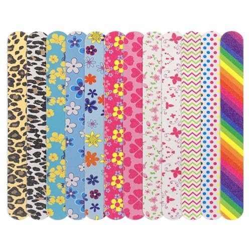 LNAUJS 12-Pack Professional Double-Sided 100/180 Grit Nail Files - Colorful Manicure & Pedicure Tools - görsel 2