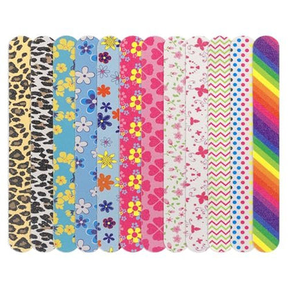 LNAUJS 12-Pack Professional Double-Sided 100/180 Grit Nail Files - Colorful Manicure & Pedicure Tools