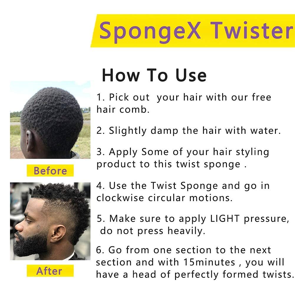 2-Pack Hair Sponge for Black Men Curls – Double Sided Curling Sponge with Small Holes, Twist Tool for Textured Styling Avelisse