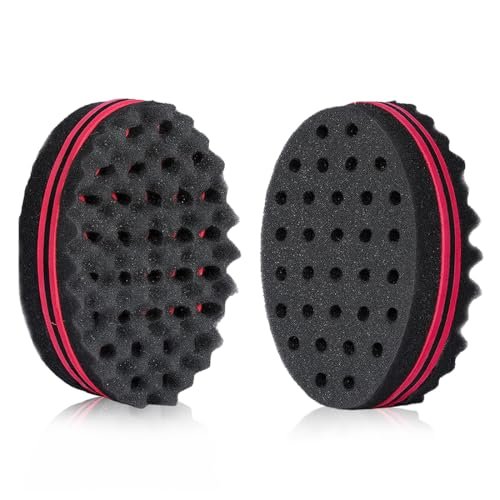 2-Pack Hair Sponge for Black Men Curls – Double Sided Curling Sponge with Small Holes, Twist Tool for Textured Styling Avelisse